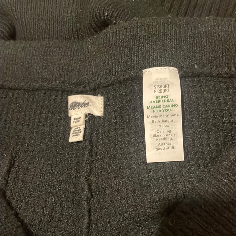 Aerie CozyUp Waffle Sweater & Skater Pant Set. Top size & pants size color black